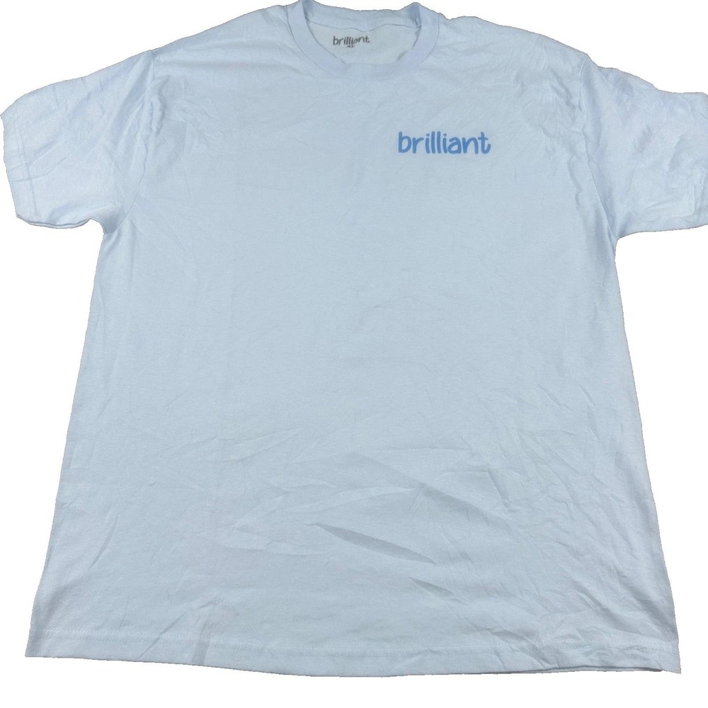 Brilliant Mens Logo Graphic T-Shirt XL Light Blue Short Sleeve Crew Neck